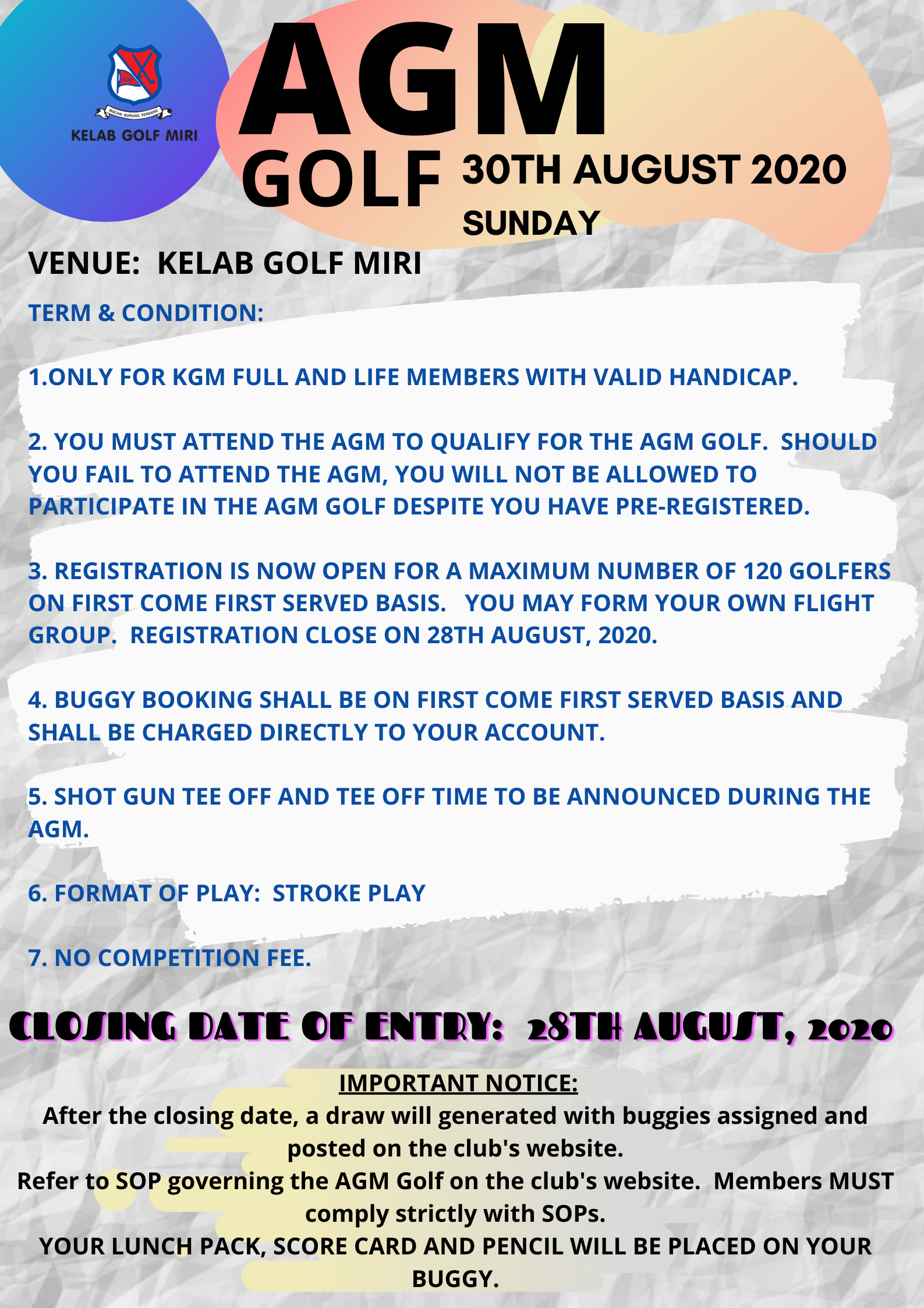 AGM GOLF 2020 POSTER AND SOP
