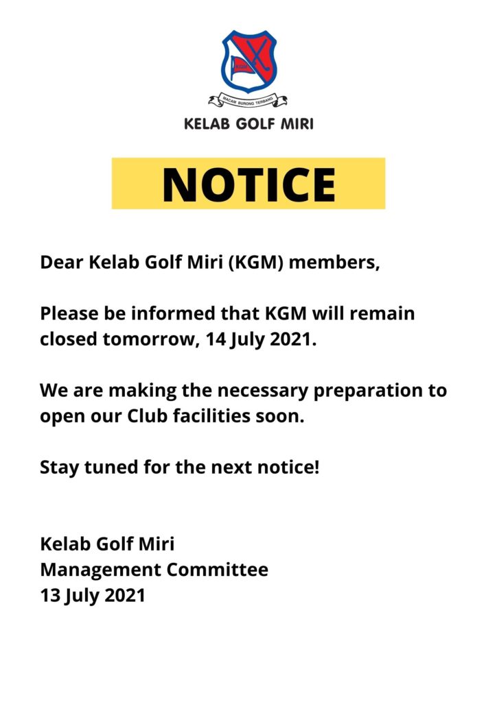 NOTICE club temporary closure 2021 7 13